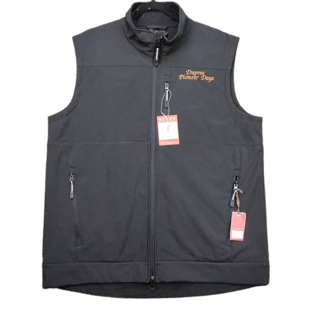 Roper Western Vest Mens Zip Concealed Carry CCS Black Custom 333 Bucking Rodeo L